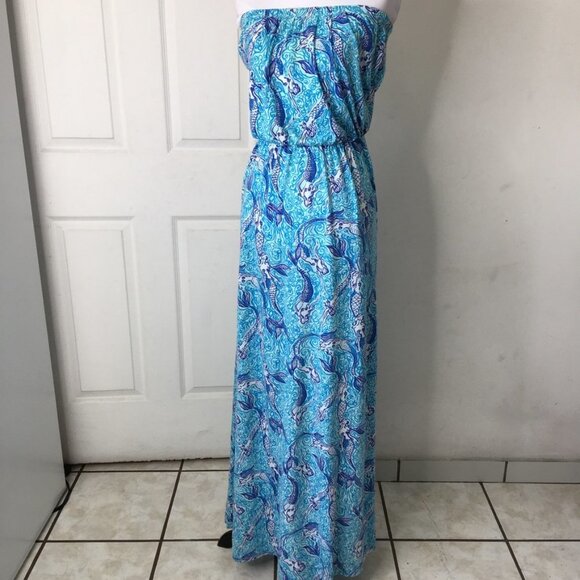 Lilly Pulitzer 70671 Marlisa Nice Tail Mermaid Maxi Dress Strapless Size XS - Picture 7 of 16